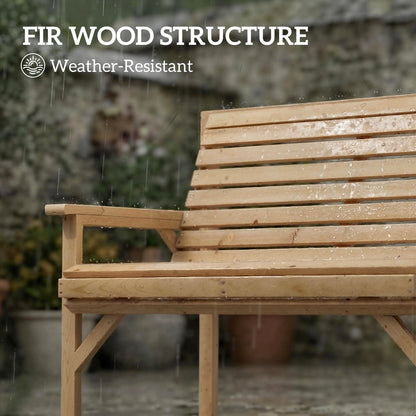 Wooden Garden Bench 2 Seater, Patio Bench for Indoor Outdoor