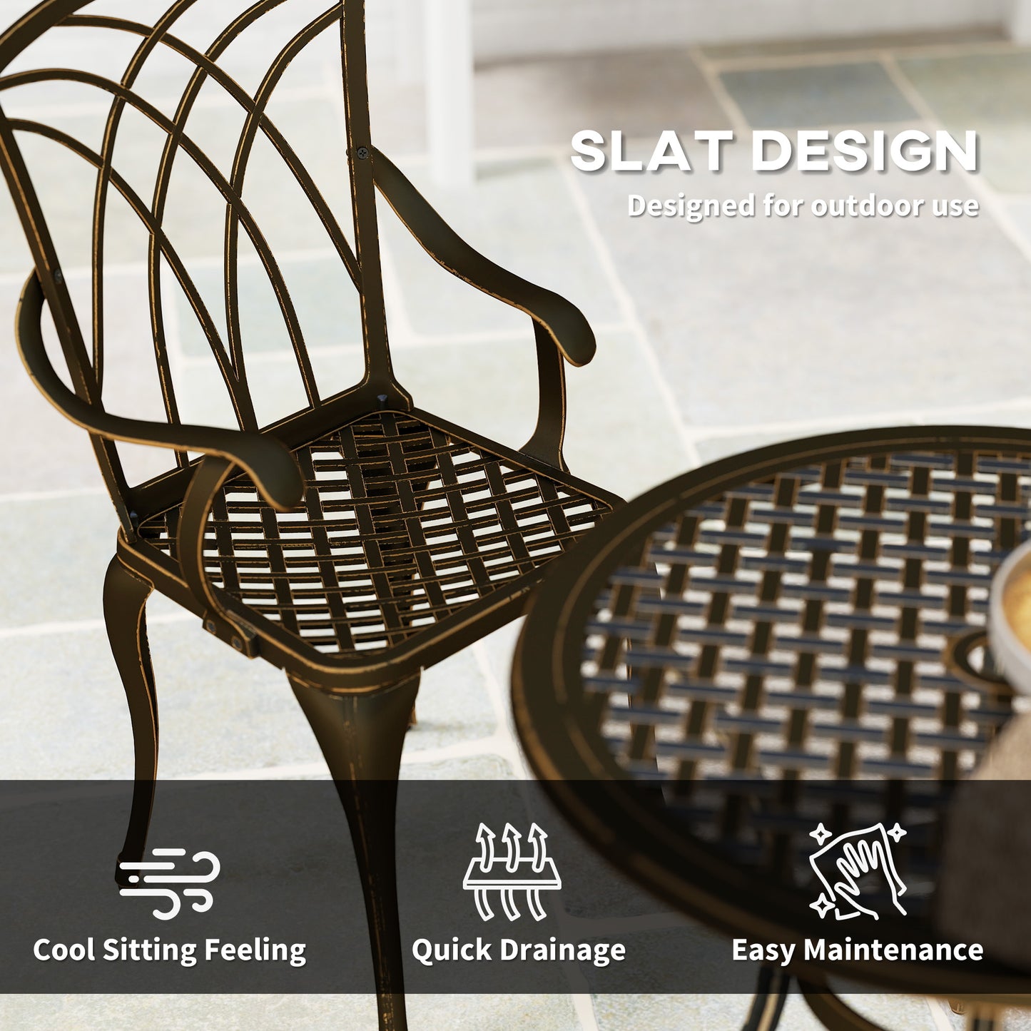 5 PCs Garden Dining Set, Garden Furniture Set, Bronze Tone