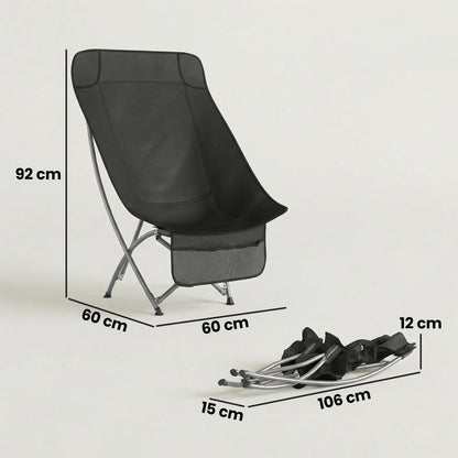 Camping Chair Portable with Side Pocket Black