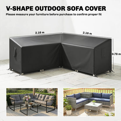 V-Shaped Sectional Sofa Cover Waterproof Anti-UV, Black