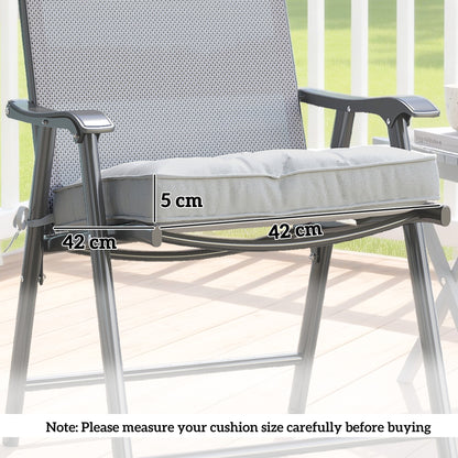 42 x 42cm Replacement Garden Seat Cushion Pad with Ties, Light Grey