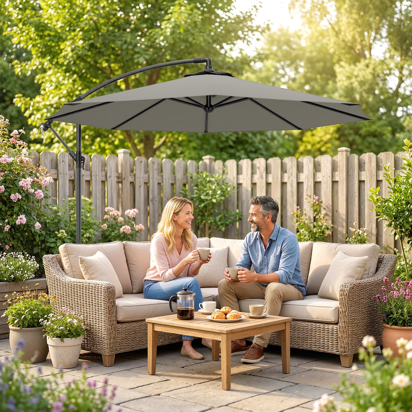 3(m) Banana Parasol Cantilever Umbrella Garden