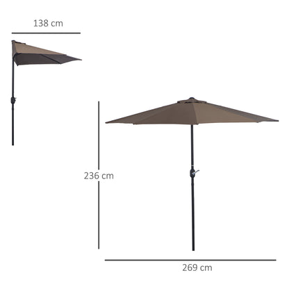 2.7m Metal Frame Garden Furniture Parasol Half Round Umbrella