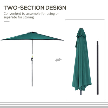 2.7m Metal Frame Garden Furniture Parasol Half Round Umbrella