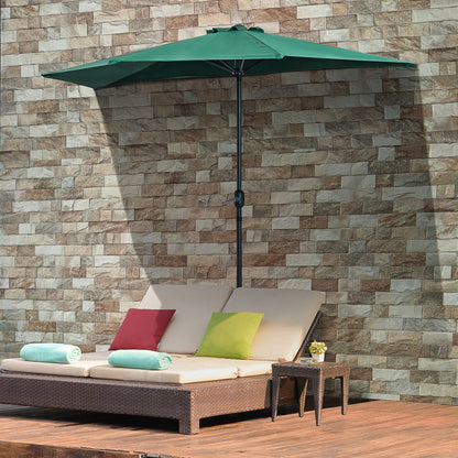 2.7m Metal Frame Garden Furniture Parasol Half Round Umbrella
