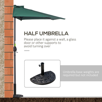 2.7m Metal Frame Garden Furniture Parasol Half Round Umbrella