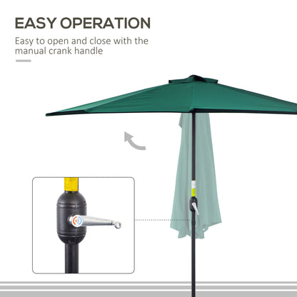2.7m Metal Frame Garden Furniture Parasol Half Round Umbrella