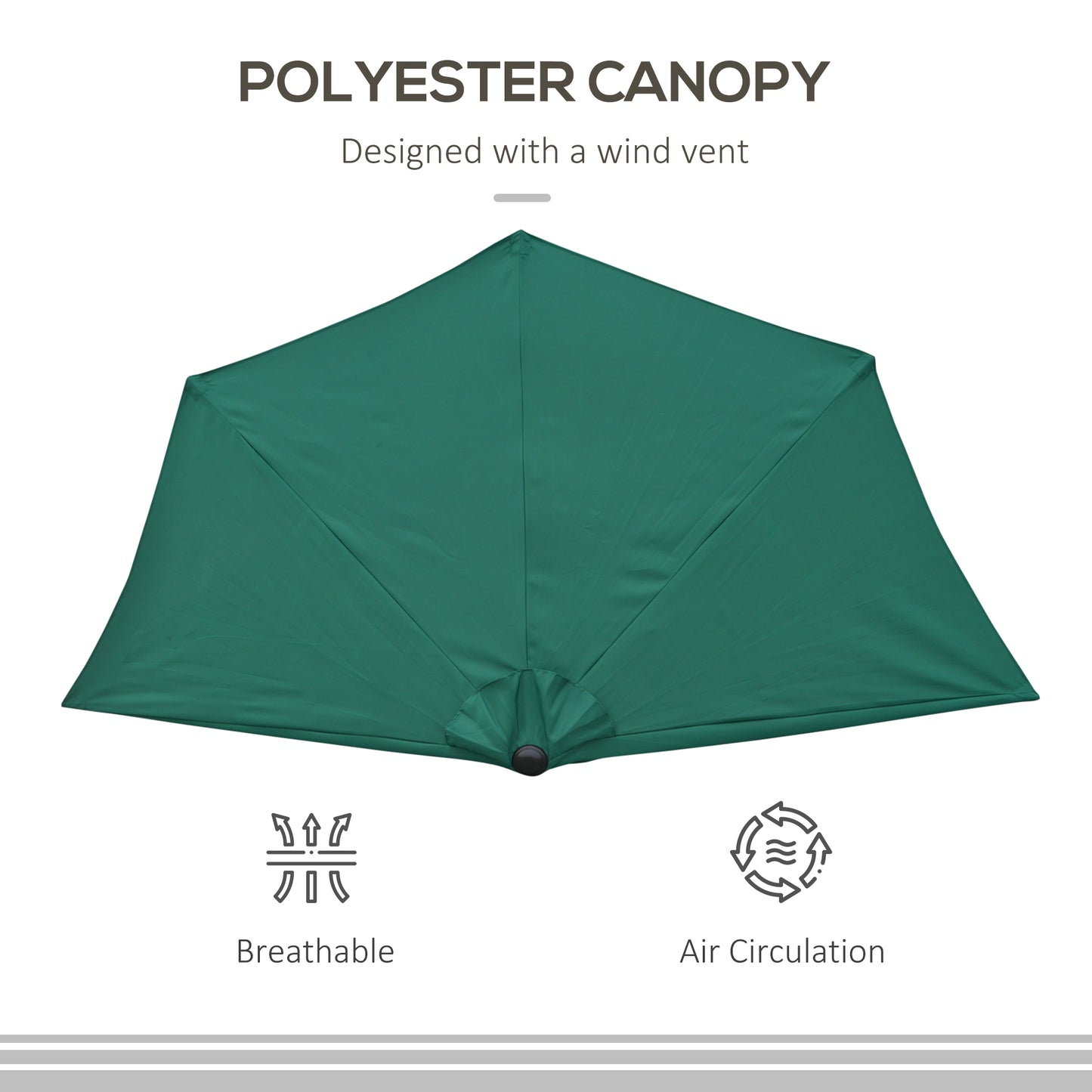 2.7m Metal Frame Garden Furniture Parasol Half Round Umbrella