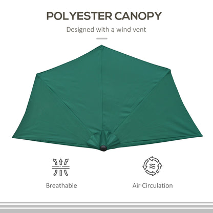 2.7m Metal Frame Garden Furniture Parasol Half Round Umbrella