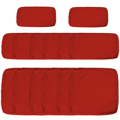 Garden Rattan Sofa Set Polyester Cover Replacement No Cushion Red