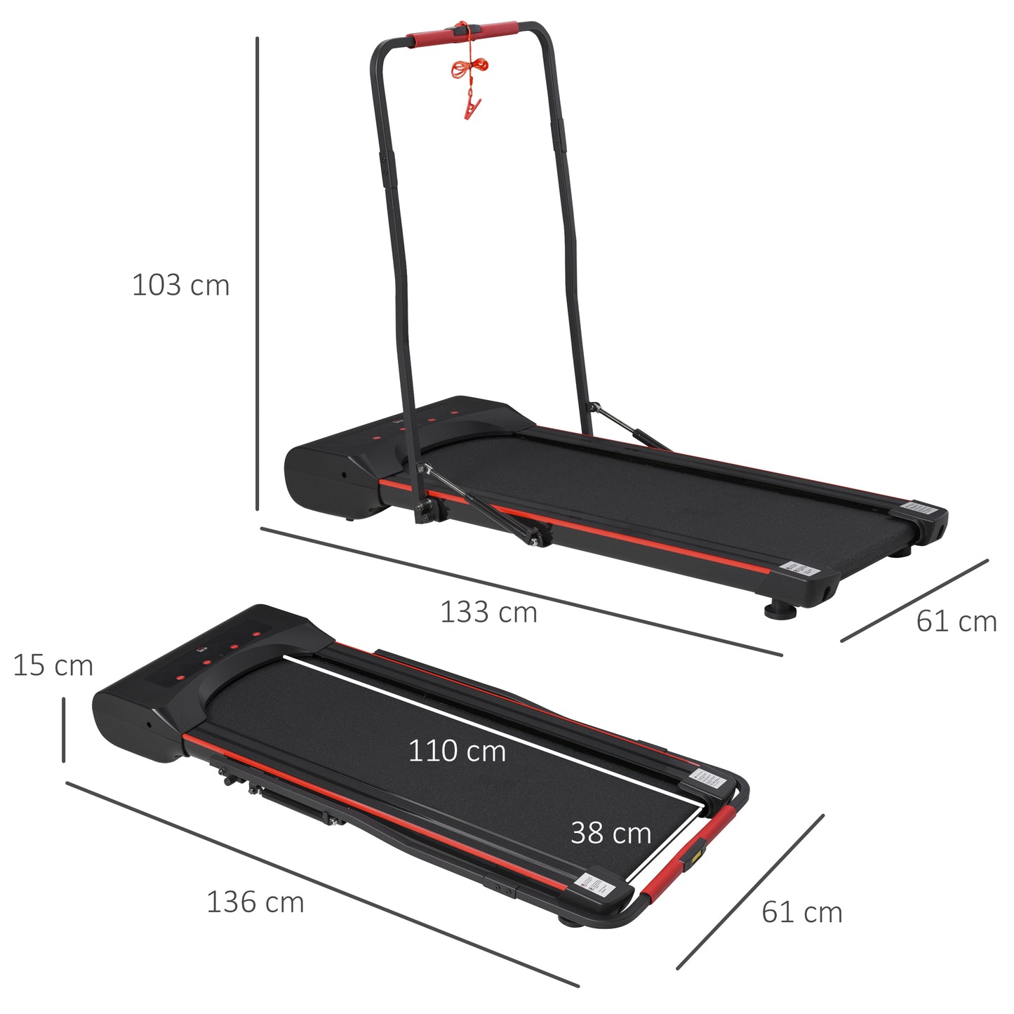 Foldable Walking Machine Treadmill 1-6km/h with LED Display & Remote Control Exercise Fitness for Home