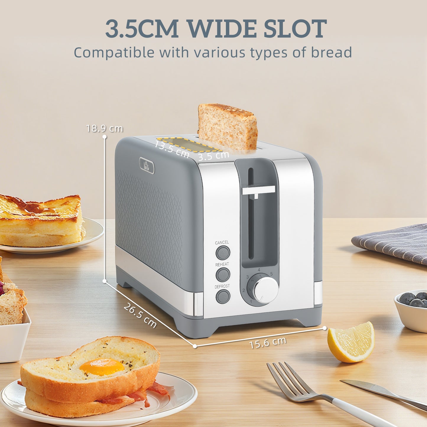 3000W Rapid Boil Kettle and Toaster Set with Otter Thermostat, Grey