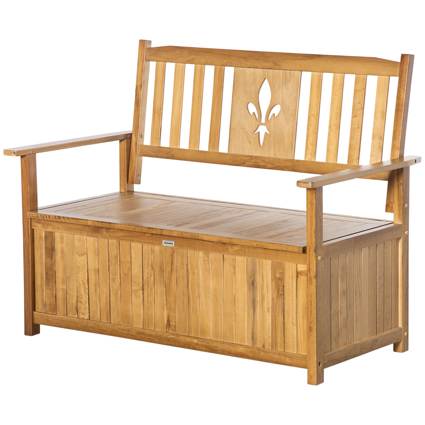 2 Seater Wood Garden Storage Bench Outdoor Storage Box Natural