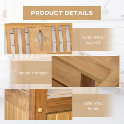 2 Seater Wood Garden Storage Bench Outdoor Storage Box Natural