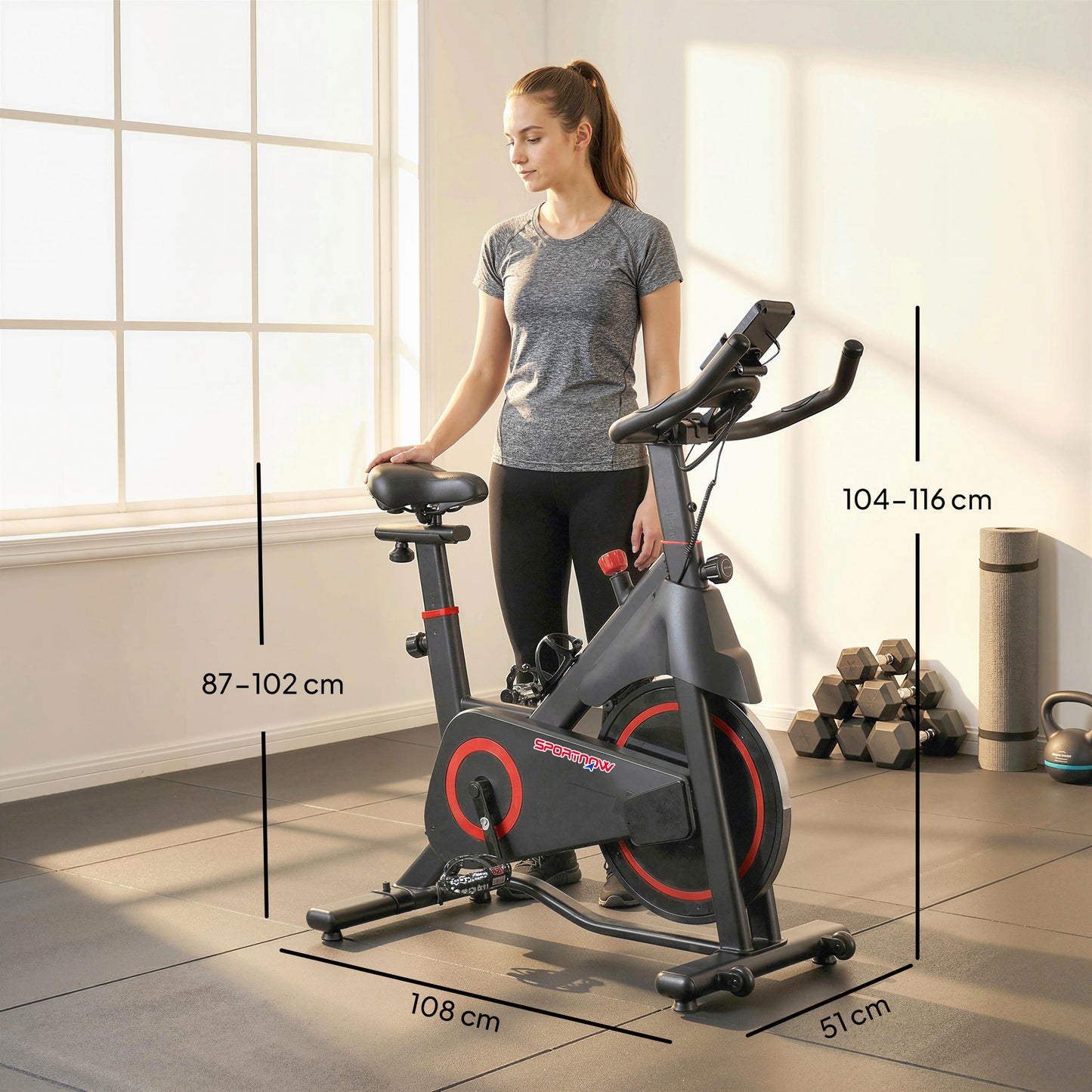 Exercise Bike, Stationary Bike with Adjustable Magnetic Resistance