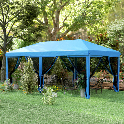 6 x 3(m) Pop Up Party Tent Canopy with 6 Removable Sidewalls Blue