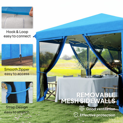 6 x 3(m) Pop Up Party Tent Canopy with 6 Removable Sidewalls Blue