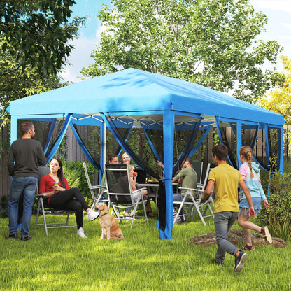 6 x 3(m) Pop Up Party Tent Canopy with 6 Removable Sidewalls Blue