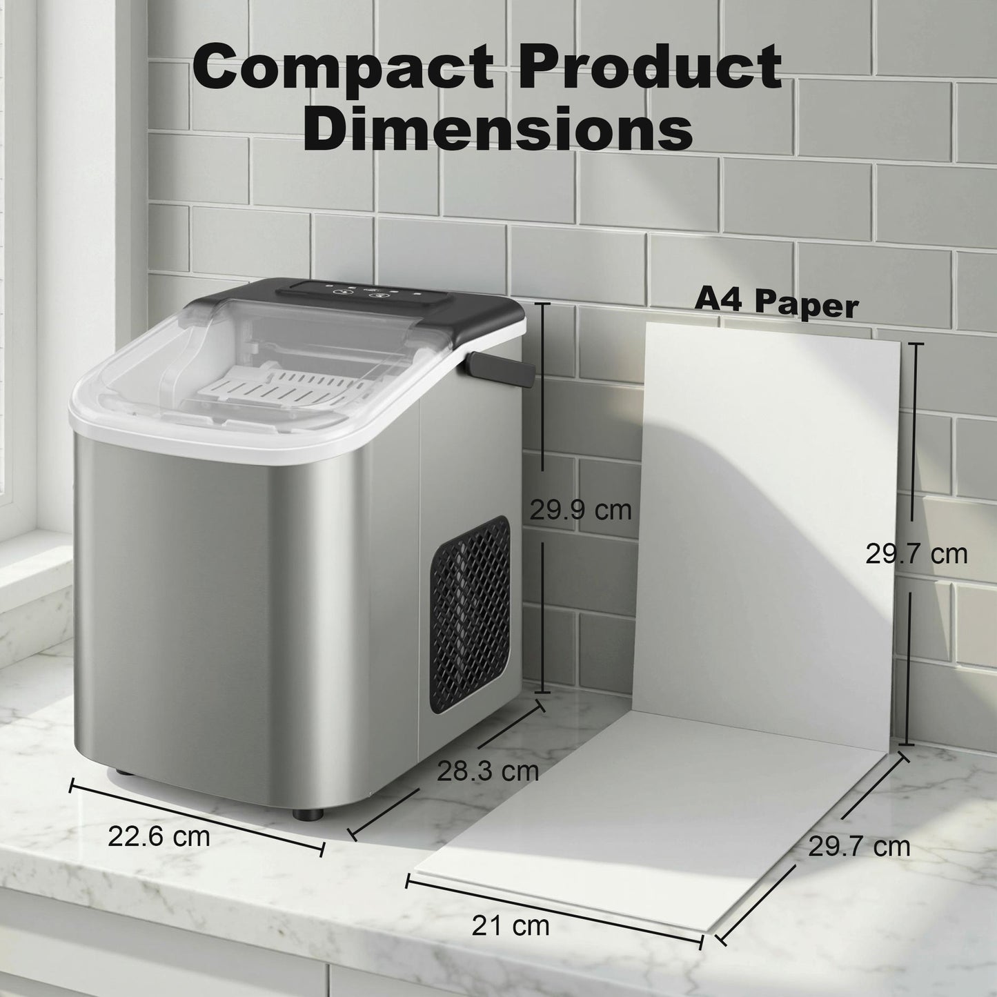 Ice Maker Machine Countertop, 9 Cubes Ready in 7 Mins, 12 KG in 24Hrs