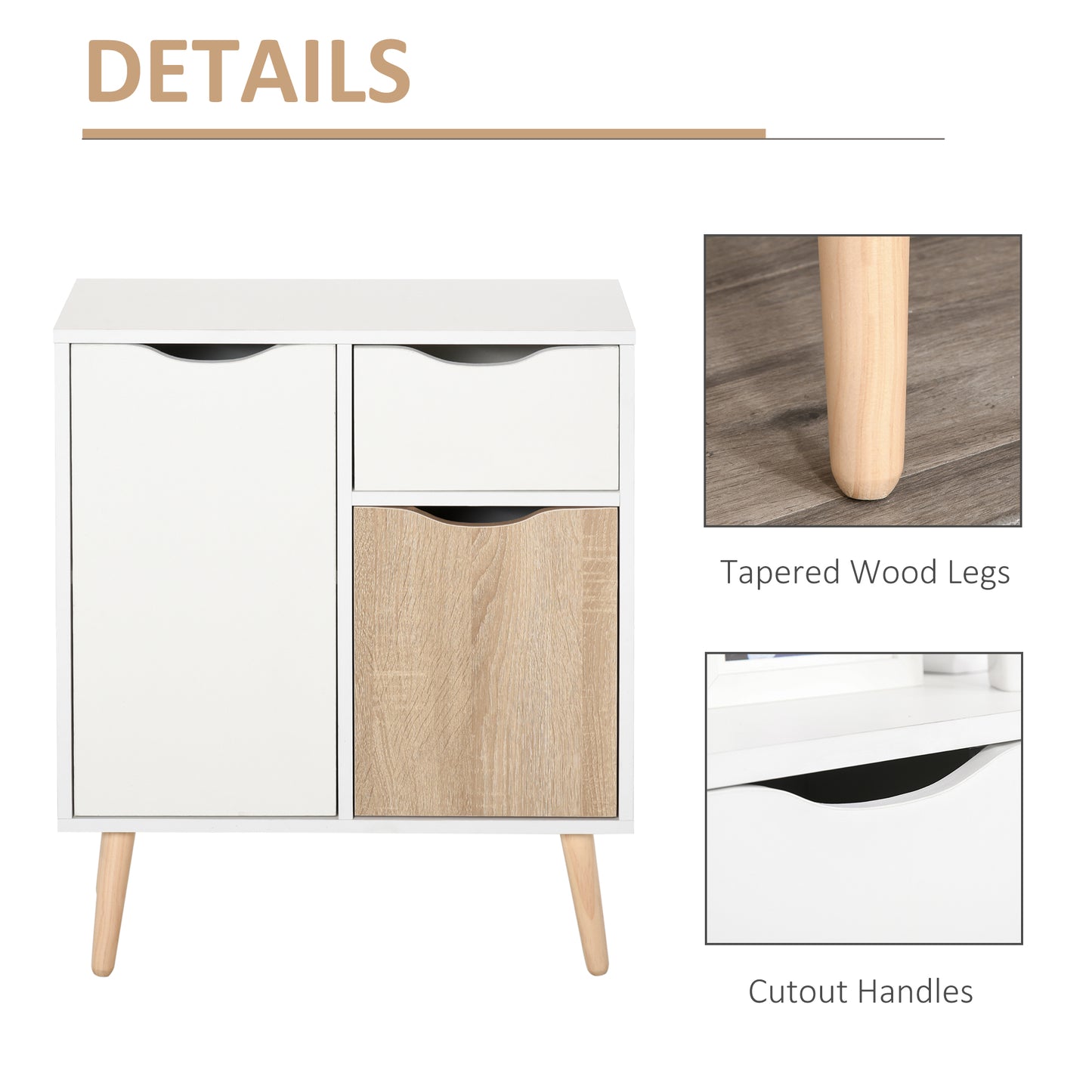 Floor Cabinet Storage Cupboard Sideboard with Drawer for Bedroom