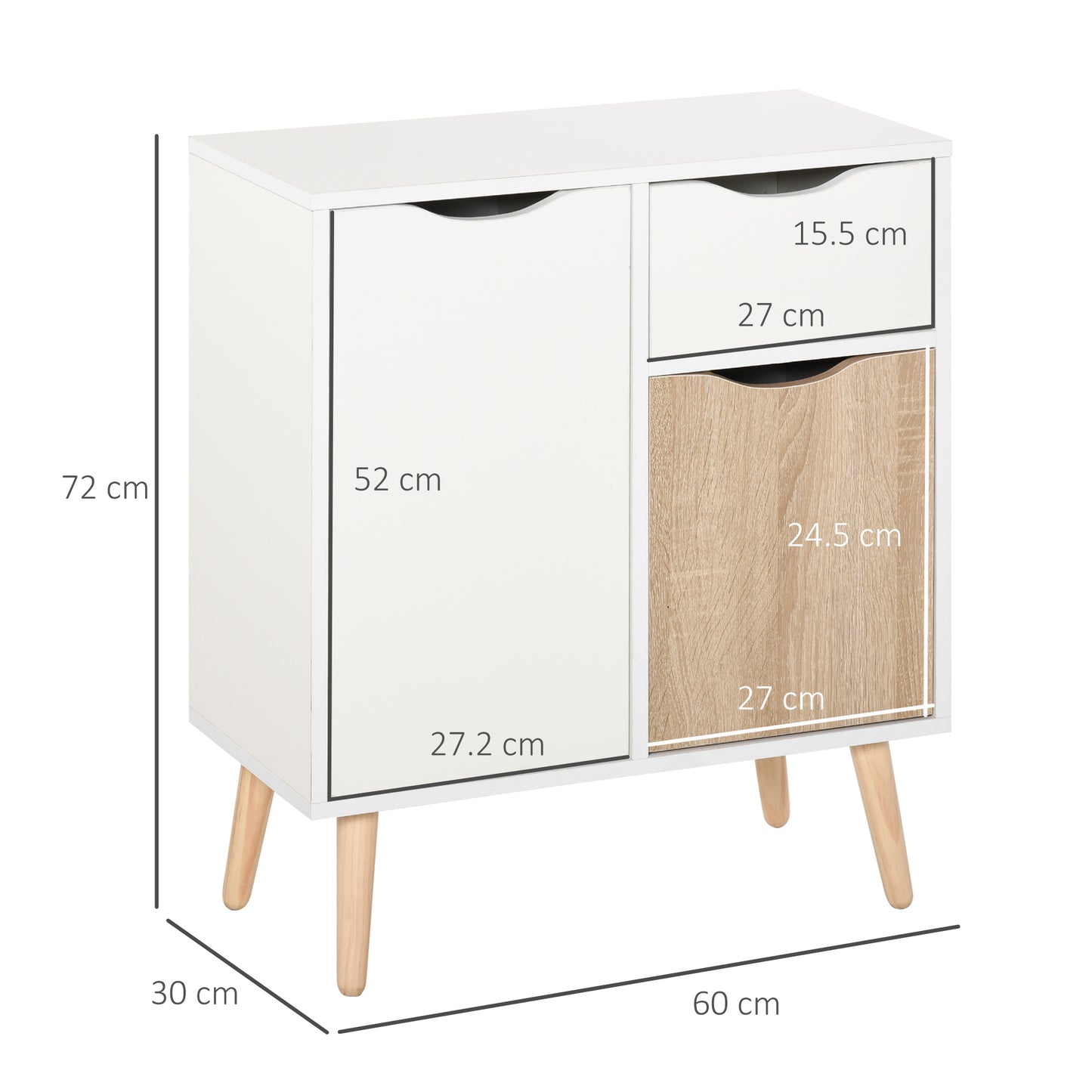 Floor Cabinet Storage Cupboard Sideboard with Drawer for Bedroom