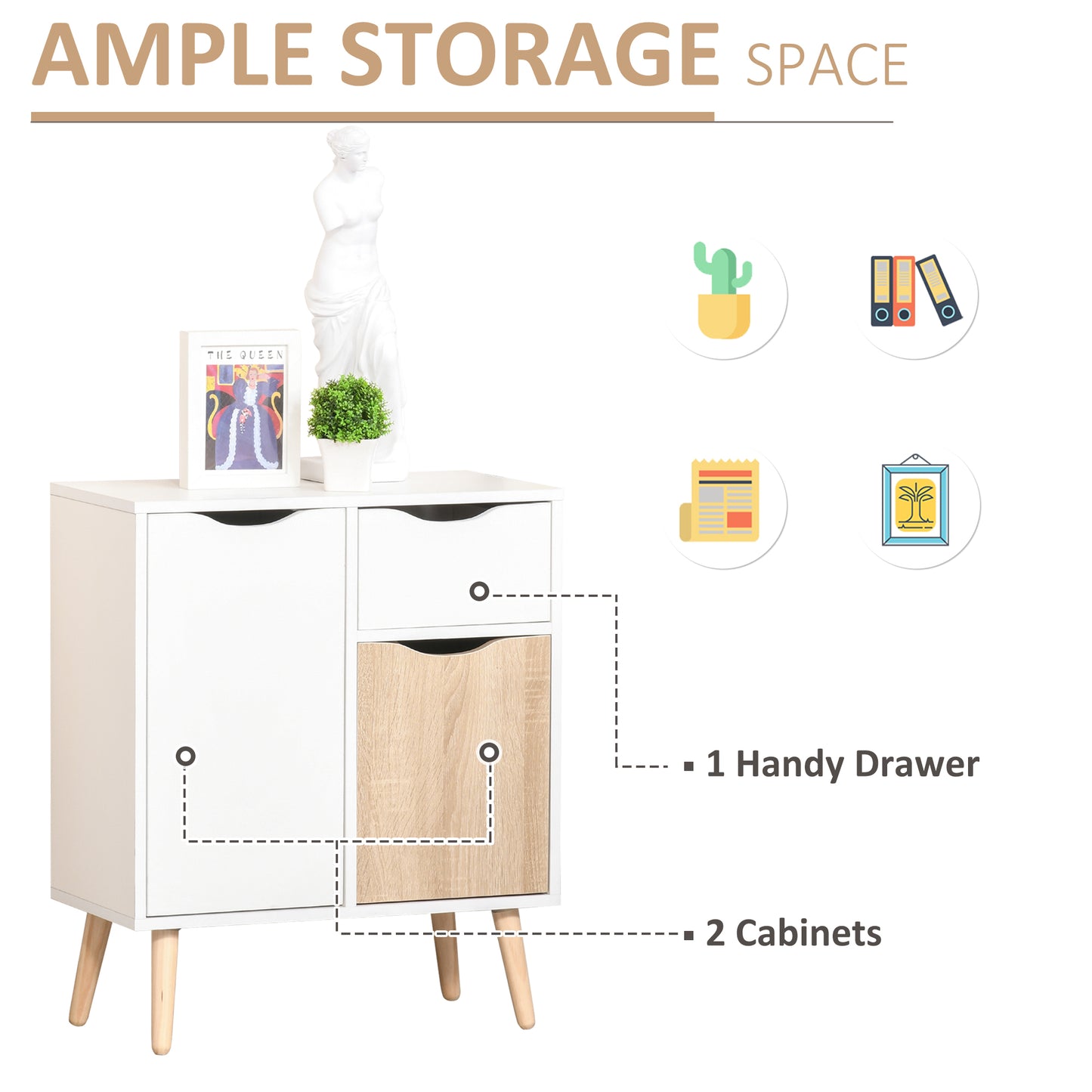Floor Cabinet Storage Cupboard Sideboard with Drawer for Bedroom