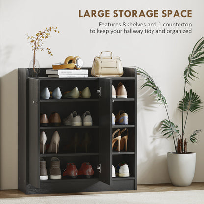 Shoe Storage Cabinet Footwear Rack Stand w/Adjustable Shelves Black