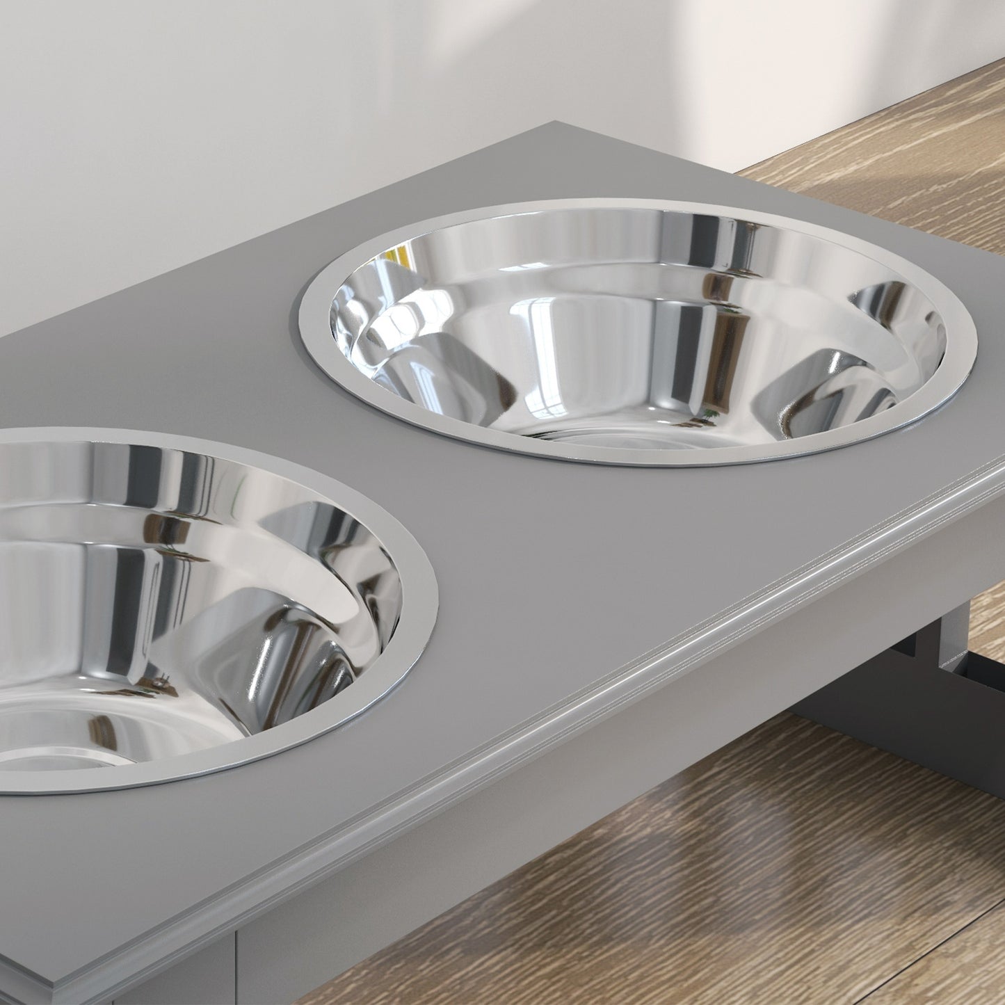 Raised Dog Bowls Pet Feeder Raised Elevated Stainless Steel Food Grey