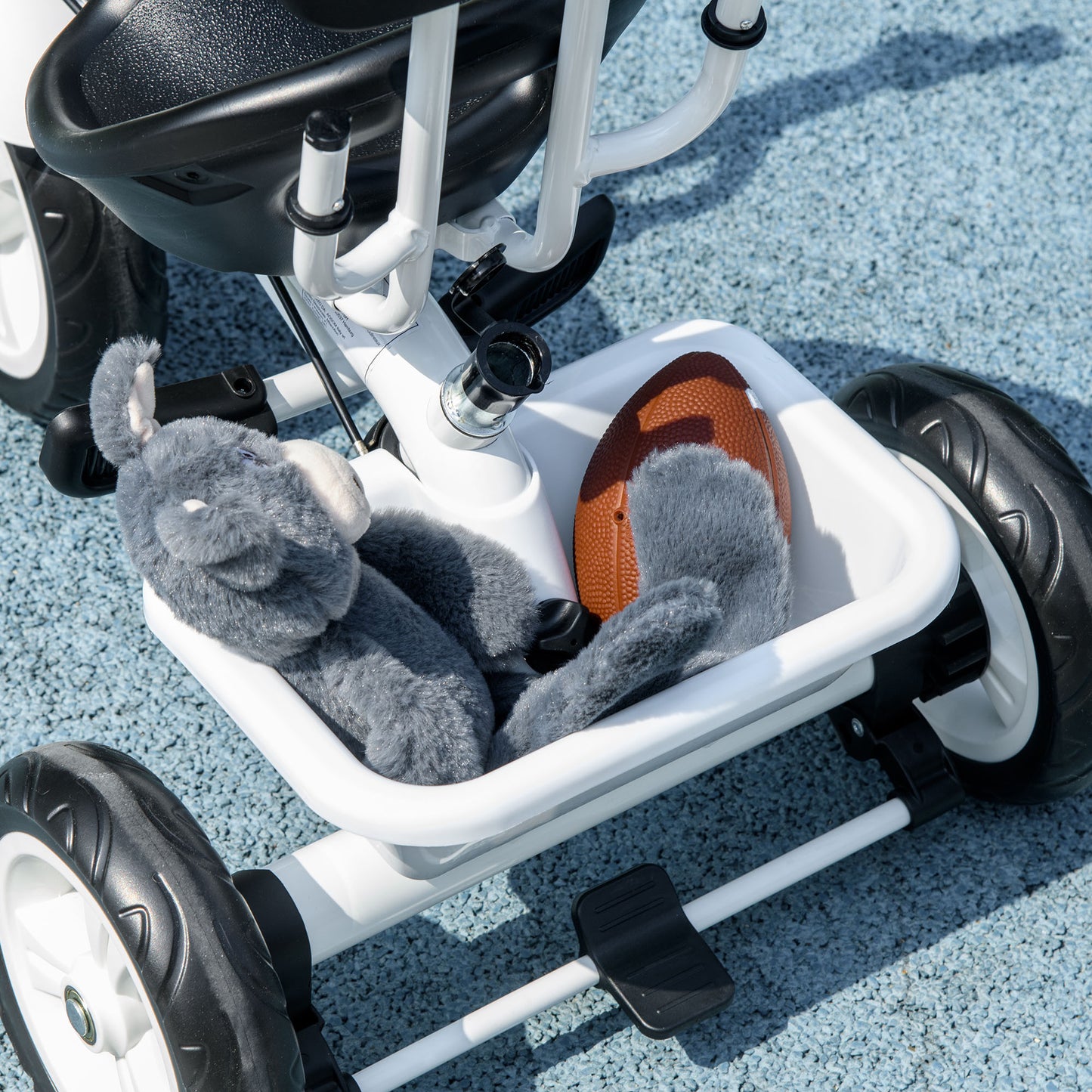 6 in 1 Kids Tricycle w/ Removable Handle for 1.5+ year, White
