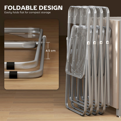 Foldable Chairs with Heavy Duty Steel Frame, Clear