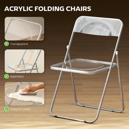Foldable Chairs with Heavy Duty Steel Frame, Clear