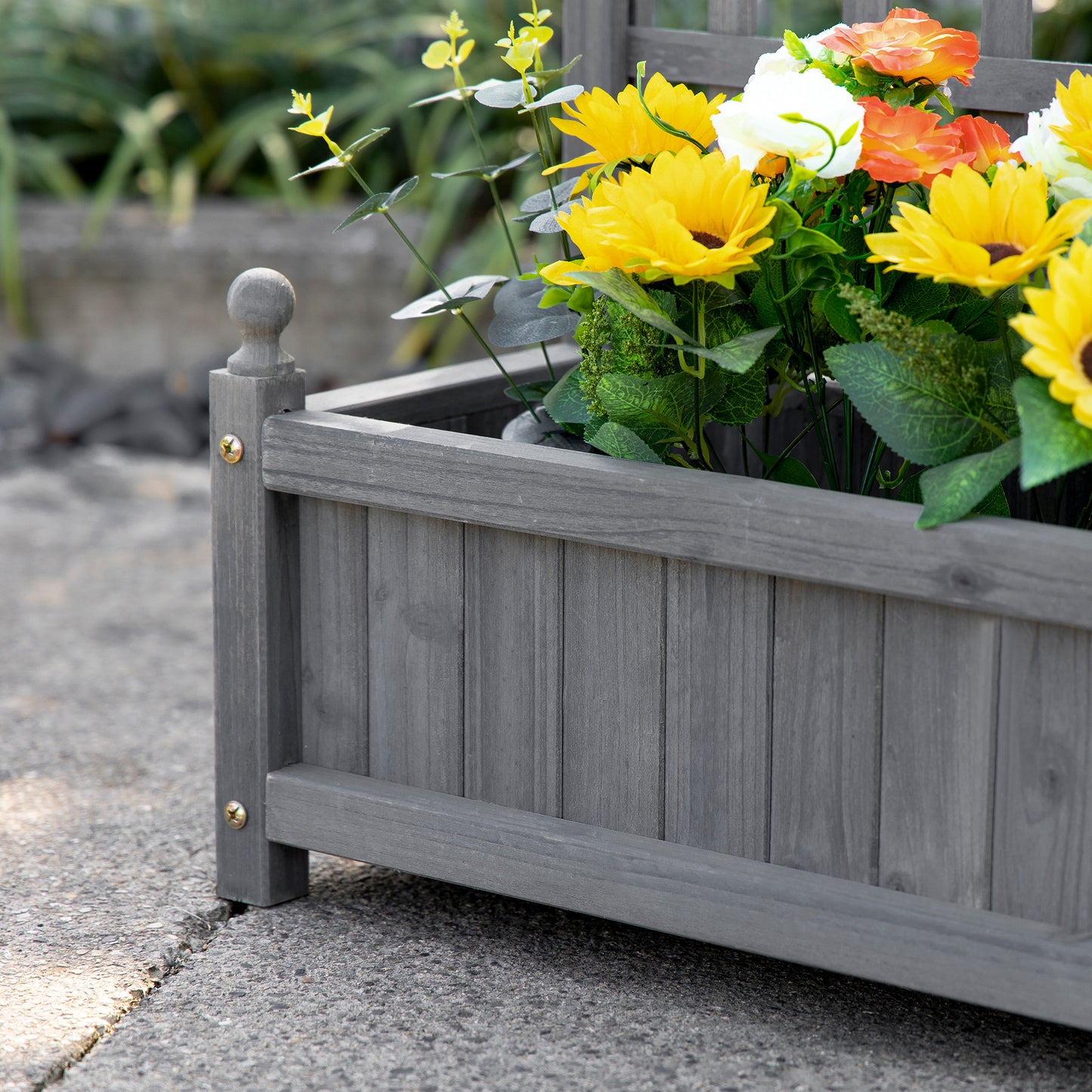 Raised Garden Bed with Trellis Garden Planters Indoor Grey