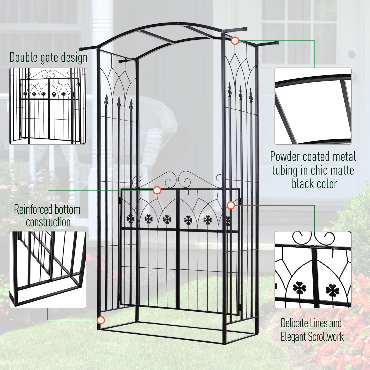 Garden Entrance Arch Bench Outdoor Patio Rose Trellis Climbing Plant