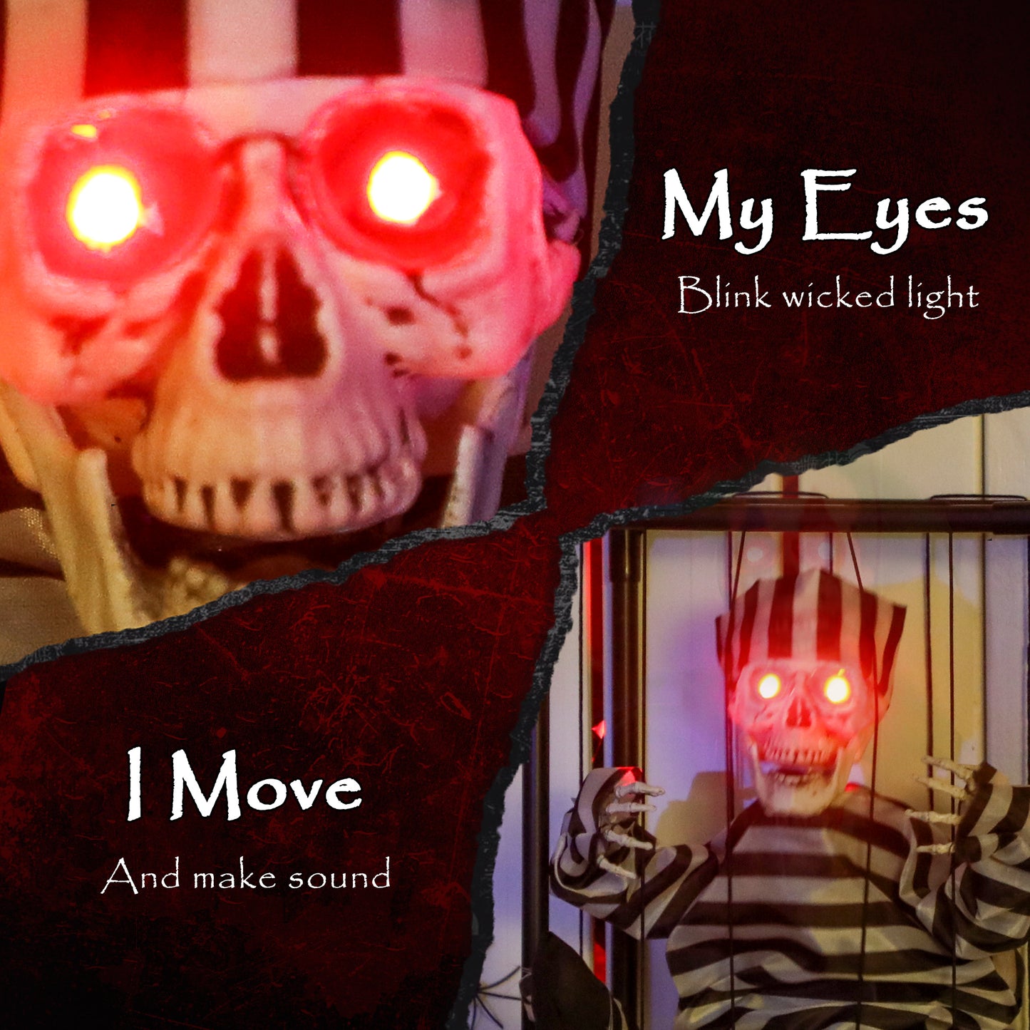 Voice Activated Animatronics Hinging Skeleton Halloween Decoration