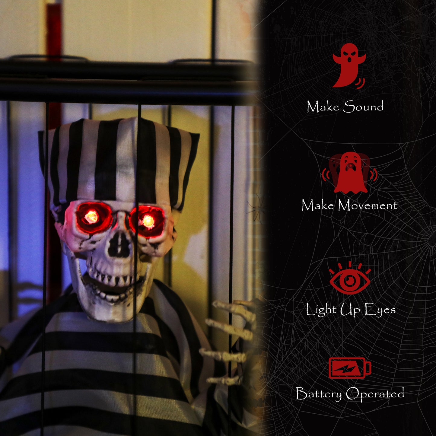 Voice Activated Animatronics Hinging Skeleton Halloween Decoration