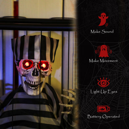 Voice Activated Animatronics Hinging Skeleton Halloween Decoration