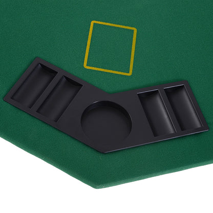 8 Player Folding Games Poker Table Chip Cup Holder Steel Base Green
