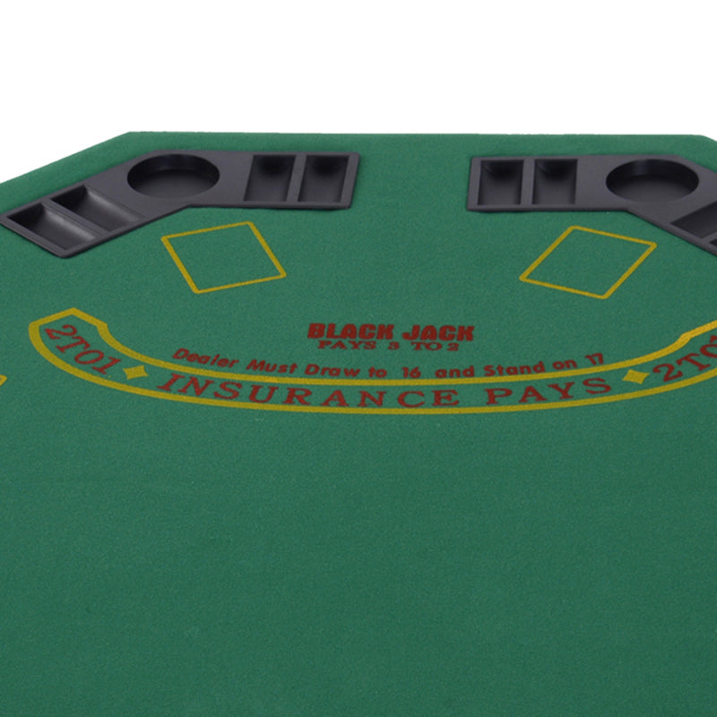 8 Player Folding Games Poker Table Chip Cup Holder Steel Base Green