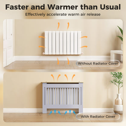 Radiator Cover Painted Slatted MDF Cabinet Lined Grill 112x19x81cm
