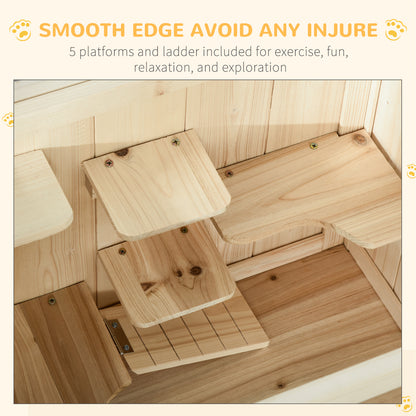 3 Tiers Wooden Hamster Cage Fir Wood Mouse Guinea Rodent Mice House Pet Play Small Animals 60L_40W_80H cm