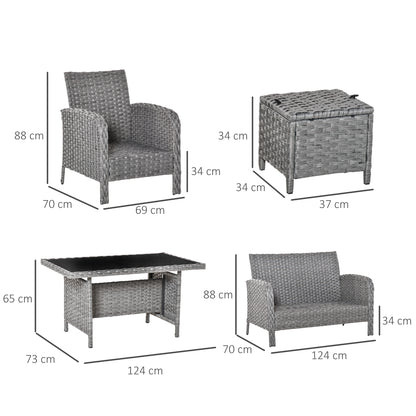6 PCS All Weather PE Rattan Dining Table Furniture Set w/ Cushions