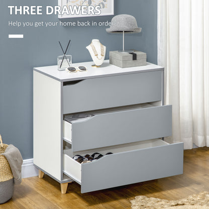 Chest of Drawers, 3 Drawer Unit Storage Organiser for Bedroom, Grey