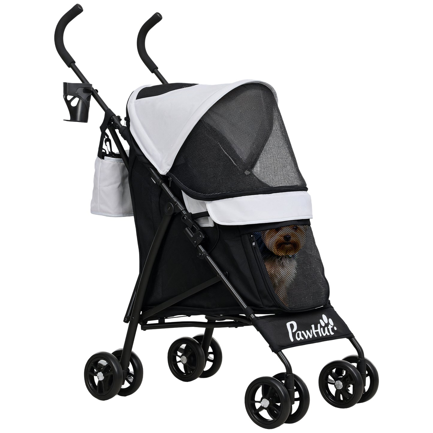 Lightweight Foldable Dog Stroller for Mini Dogs, Light Grey