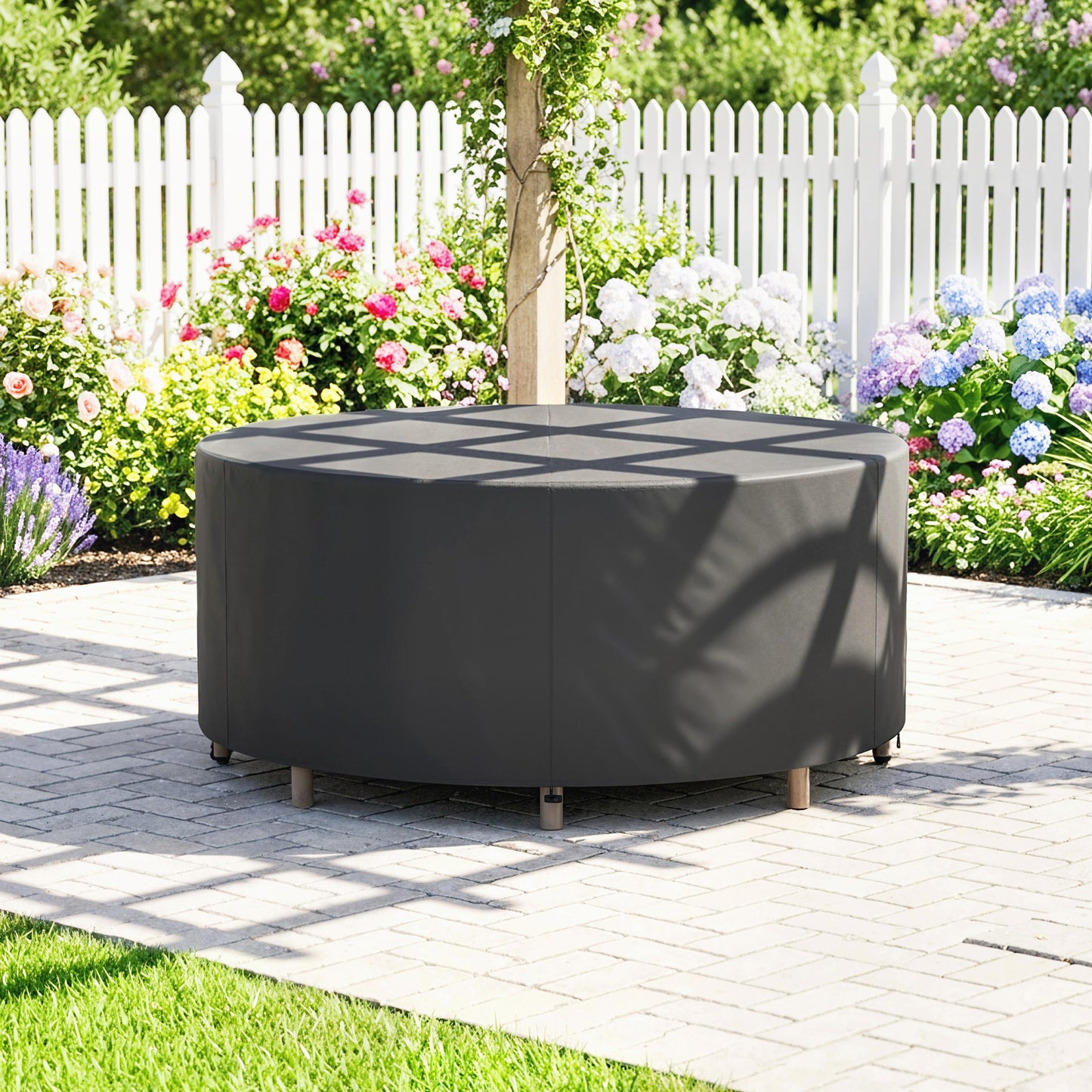 Round Garden Furniture Cover Waterproof Dia.214 x 70 cm, Black