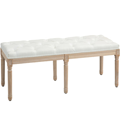 End of Bed Bench, Upholstered Bedroom Bench, Cream White