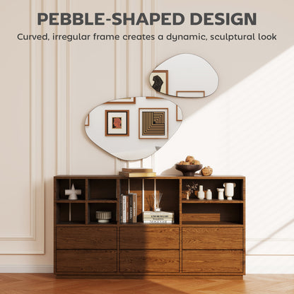 Pebble-Shaped Decorative Mirror, Set of 2 Wall Mirror, Black