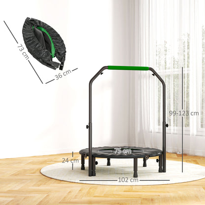 40" Foldable Mini Fitness Trampoline w/ Foam Handle, Green