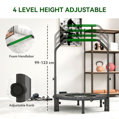 40" Foldable Mini Fitness Trampoline w/ Foam Handle, Green