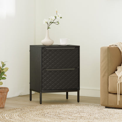Chest of Drawers, 2 Fabric Drawer Dresser, Aluminium Handles, Black