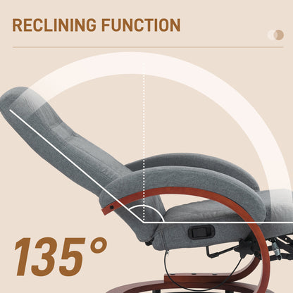 Manual Recliner Swivel Reclining Chair with Footrest Armrests Grey